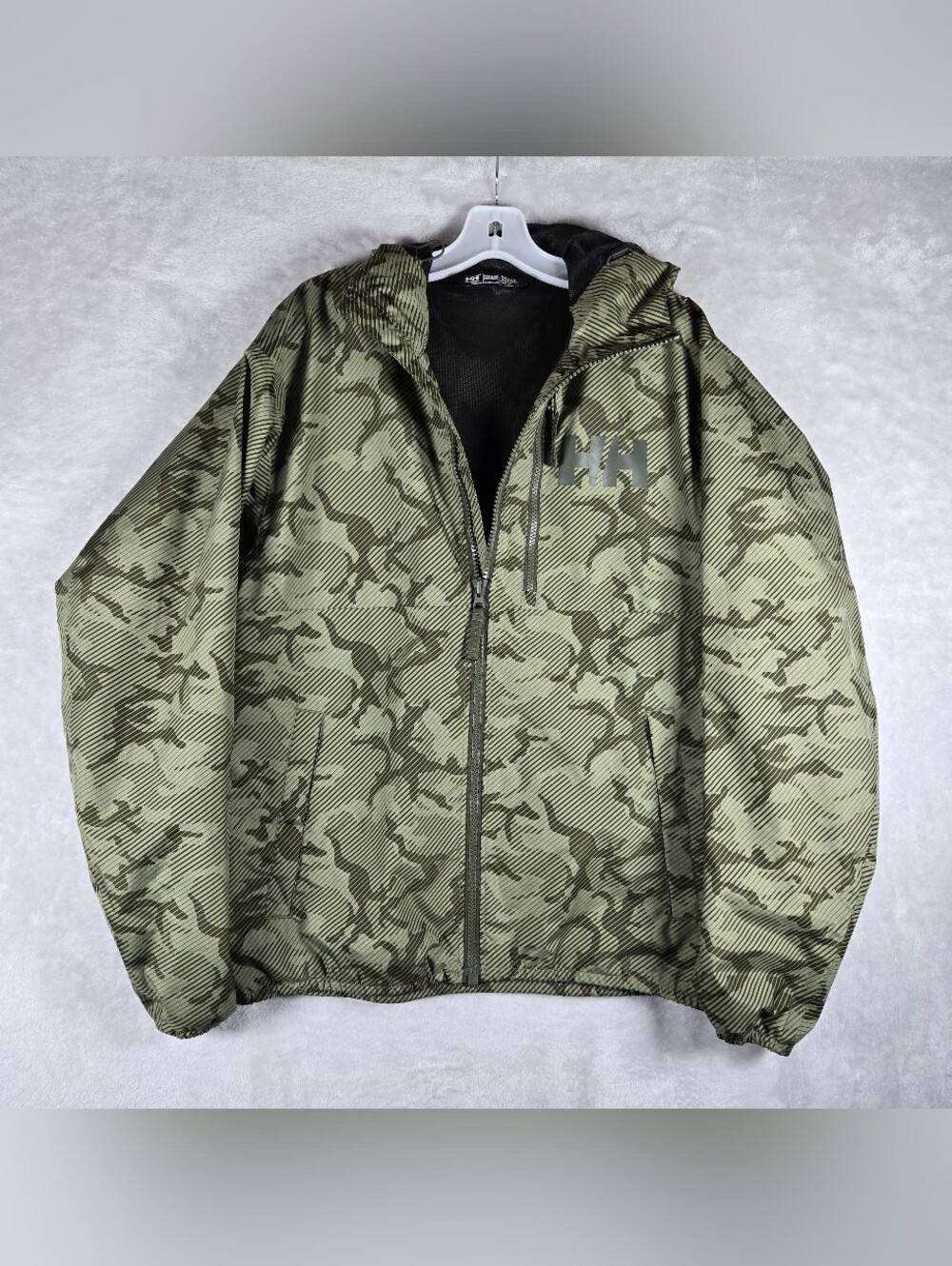 Helly Hansen Belfast 2 Jacket Mens Medium M Green Camo Waterproof Full Zip